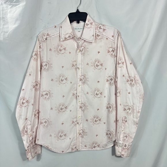 Paul & Joe pink pinstripe butterfly button down shirt size M - Picture 1 of 8